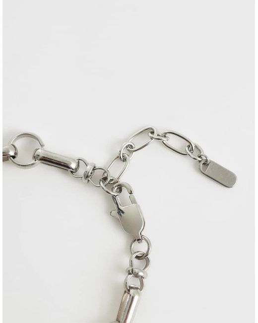 ASOS Natural Waterproof Stainless Steel Solid Bar And Round Link Chain Bracelet for men