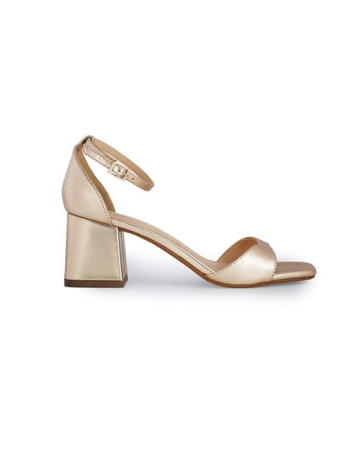 OFF THE HOOK Natural 'Knightsbridge' Low Block Heeled Leather Sandals