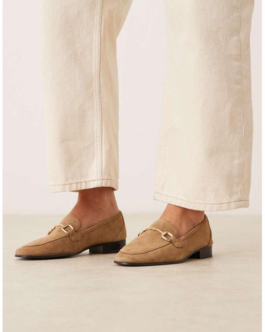 Mango Suède Loafers Met Trens in het Natural