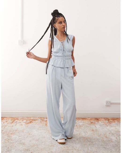 Reclaimed (vintage) White – locker geschnittene hose aus leinenmix