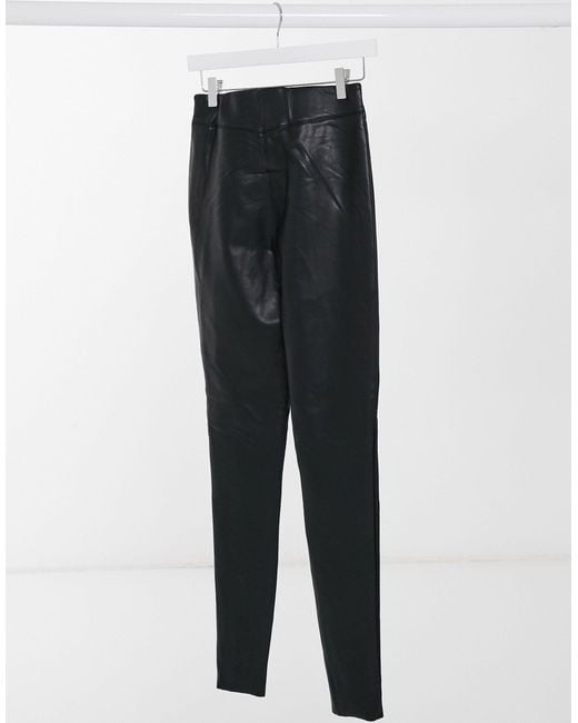 TOPSHOP Tall Faux Leather Trousers in Black