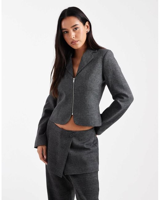 Collusion Gray Tailored Zip Blazer