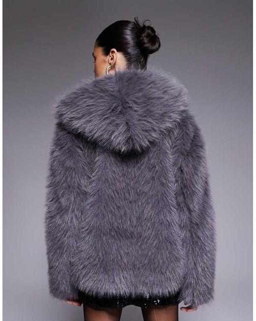 The Frolic Gray Exclusive Faux Fur Hooded Jacket