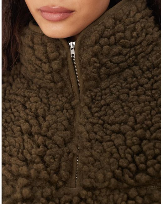 ASOS Brown High Pile Borg Half Zip Fleece