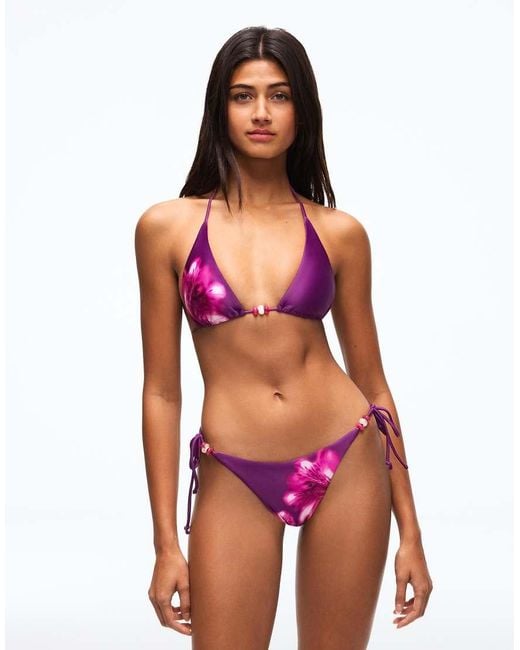 Bershka Red Satin Triangle Bikini Top