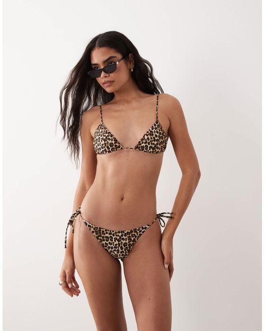 Mango Brown Leopard Print Tie Back Bikini Top