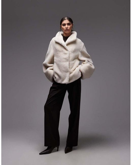 & Other Stories Gray Pure Wool Faux Fur Jacket
