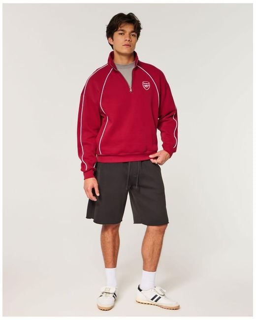 Hollister Red Quarter-Zip Arsenal Fc Sweatshirt for men