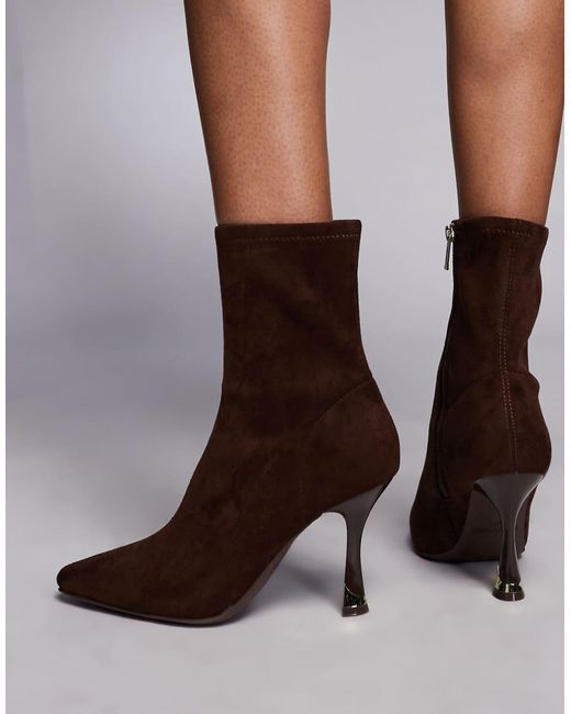 River Island Brown Suedette Heeled Boot