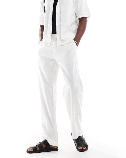 Bershka Broek Met Hoog Linnengehalte in het White voor heren