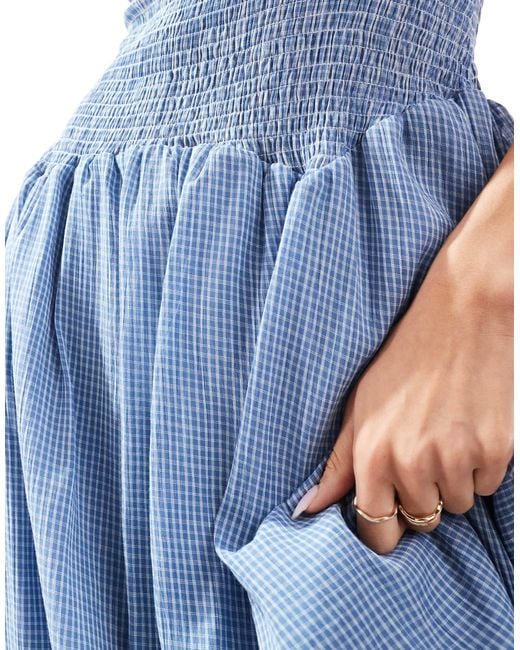 sachin and babi light blue dress Daisy Street Angel Drop Waist Button-Front Plaid Mini Dress