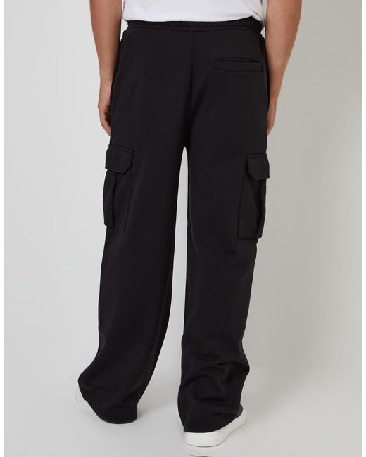 Threadbare Black Wide Leg Cargo Joggers for men