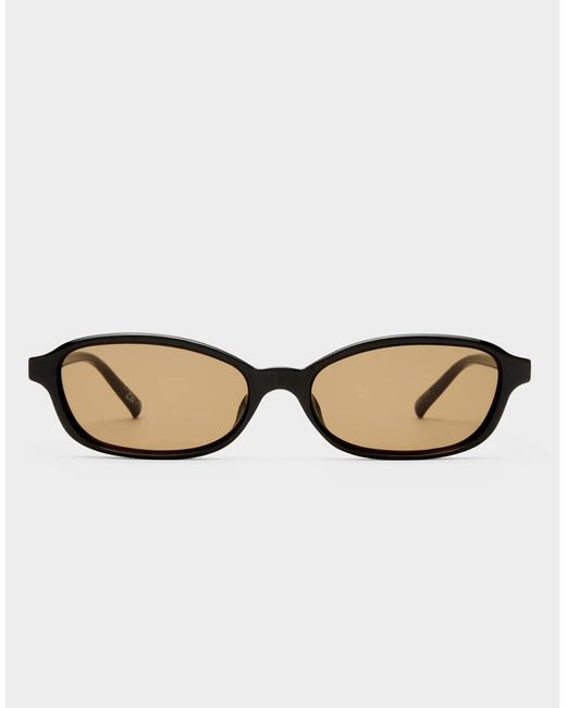 Le Specs Brown Honey Pot Slim Rectangular Sunglasses