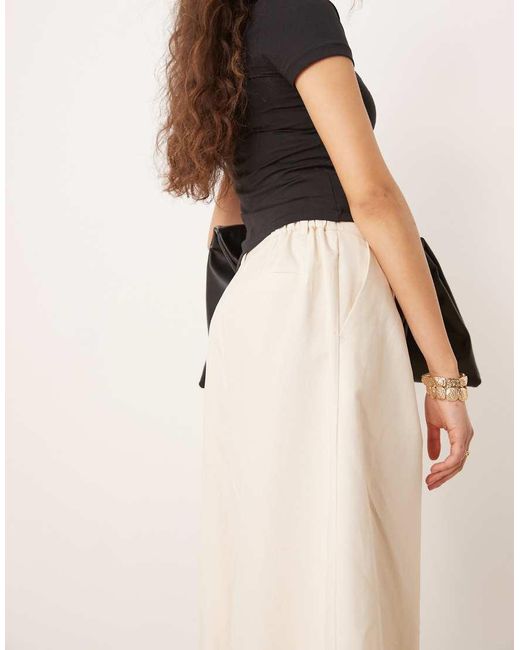 ASOS Natural Longline Pleat Front Safari Shorts