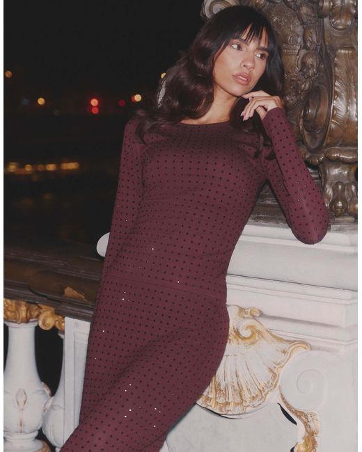 Top manches longues à strass - chocolat 4th & Reckless en coloris Black