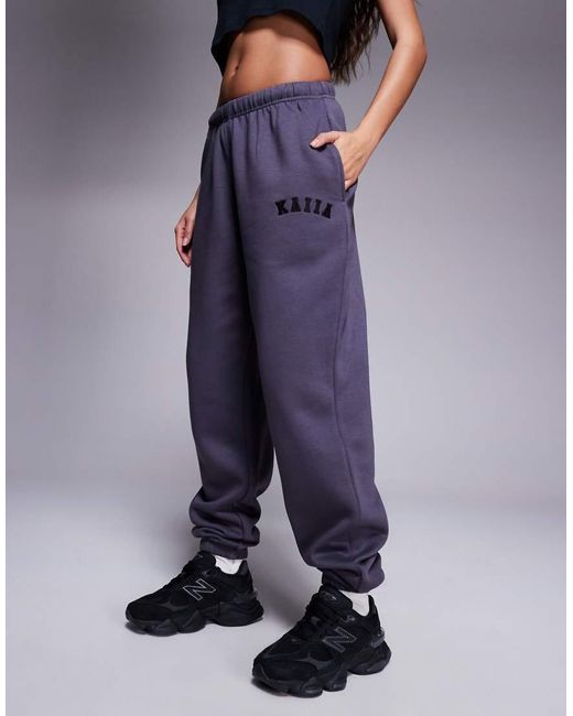 Kaiia Blue Petite Embroidered Logo Cuffed joggers