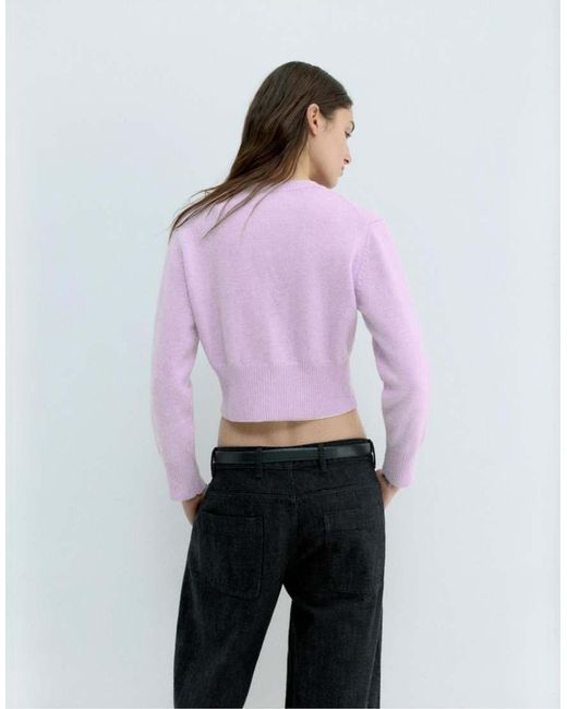 Pull&Bear Purple Short Buttoned Cardigan