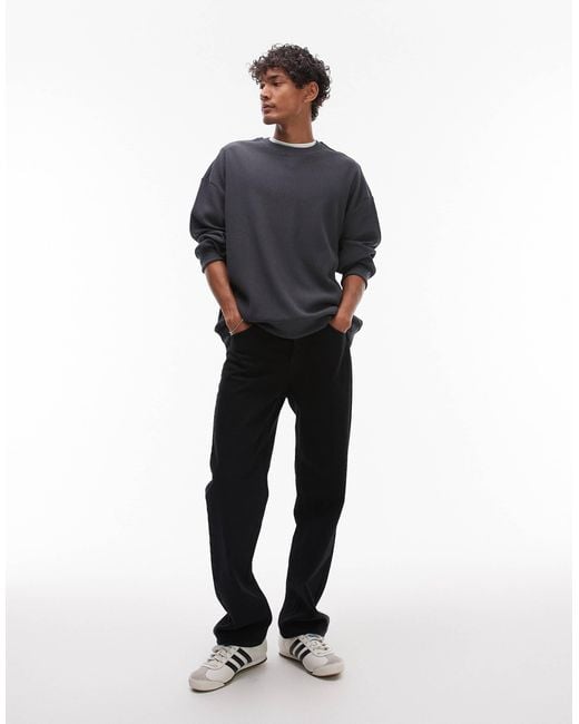 Topman Blue Oversized Fit Ottoman Crew Sweatshirt for men