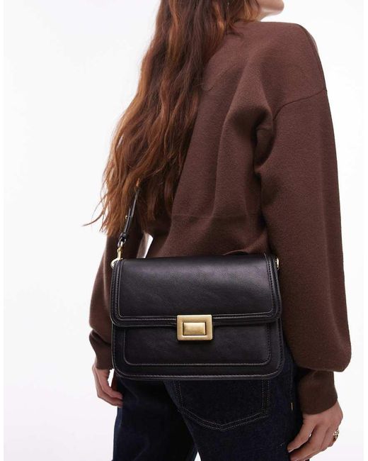 Mango Brown Cross Body Gold Lock Bag