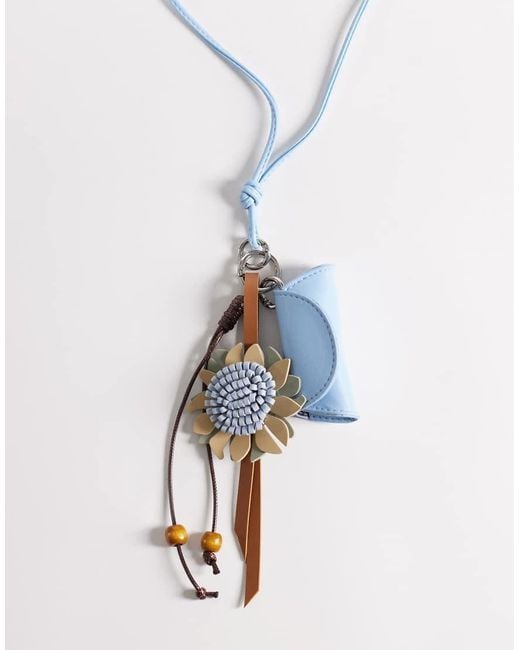 ASOS Blue Flower And Lipstick Case Necklace With Charm Details
