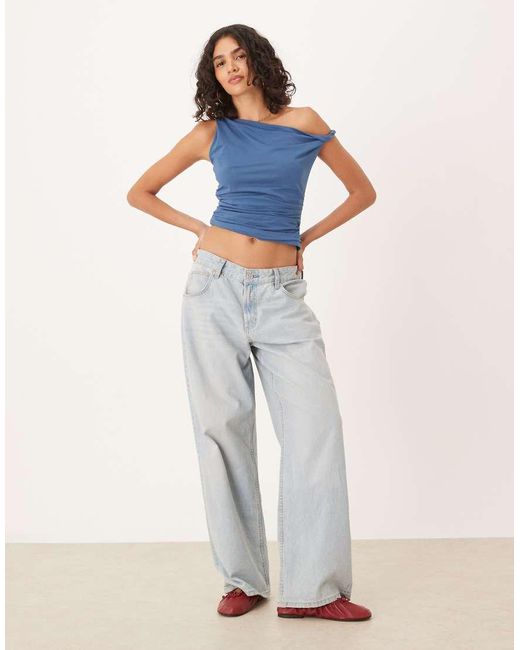 Abercrombie & Fitch Blue Asymmetric Twist One Shoulder Top