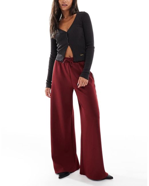 ONLY Red Side Stripe Wide Leg Trouser