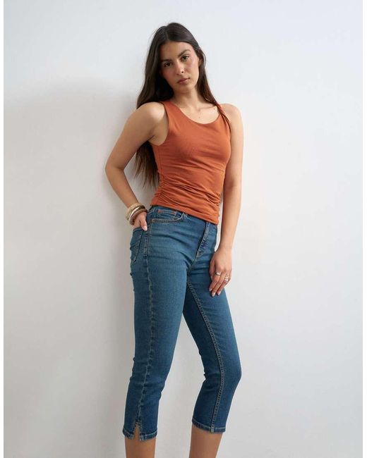 TOPSHOP Blue High Rise Capris Jean