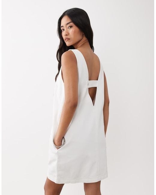 Calvin Klein White V-Neck Denim Shift Mini Dress