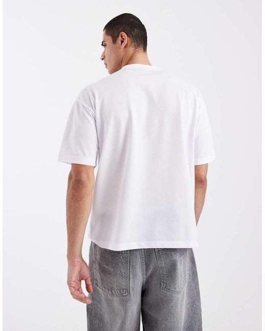 ASOS White Oversized T-shirt With Panelled Shoulders And Football Graphic for men