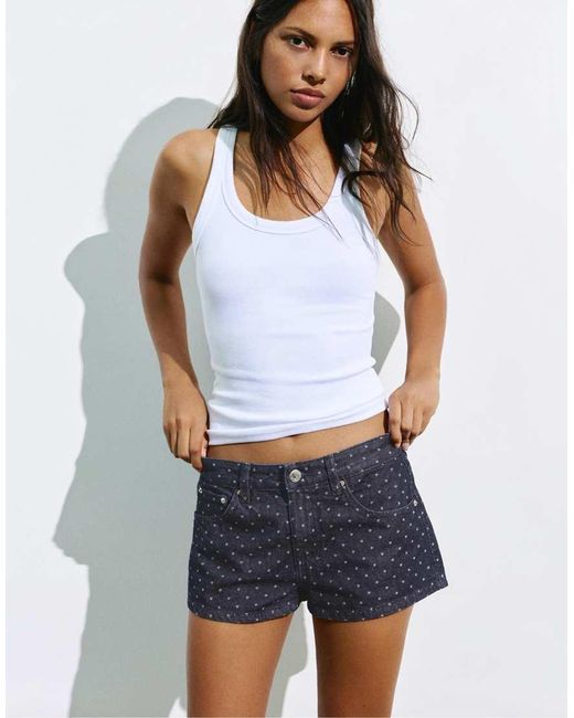 Pull&Bear Mini Short Met Polkadotprint in het Blue