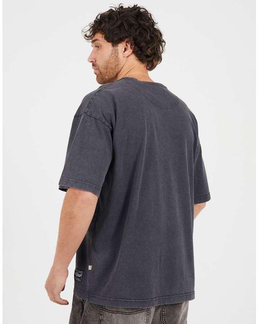 Brave Soul Blue Acid Wash Relaxed Fit T-Shirt for men