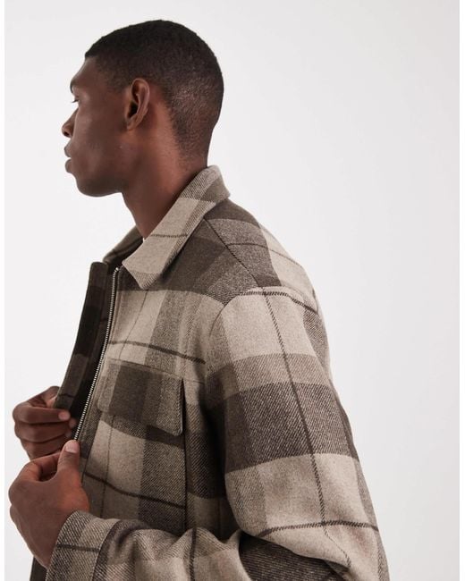 Jack & Jones Gray Wool Harrington Jacket for men