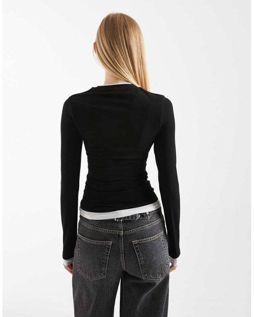 ASOS Black Long Sleeve Double Layer Top