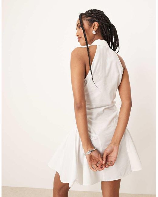 ASOS White Sleeveless Shirt Mini Dress