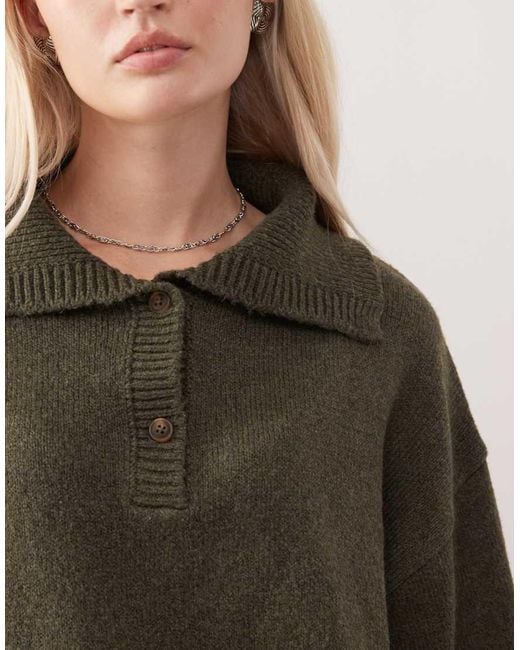 Collusion Green Knitted Oversized Button Up Jumper Co-Ord