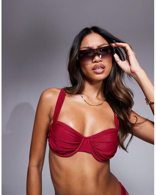 Candypants Brown Ruched Underwire Bikini Top