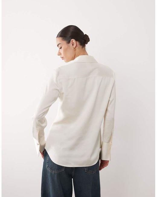 Mango White Satin Shirt