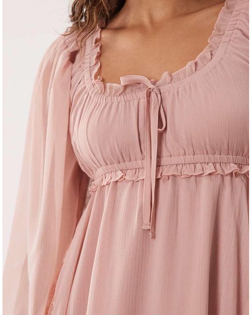 Miss Selfridge Pink Chiffon Boho Hanky Hem Midi Dress
