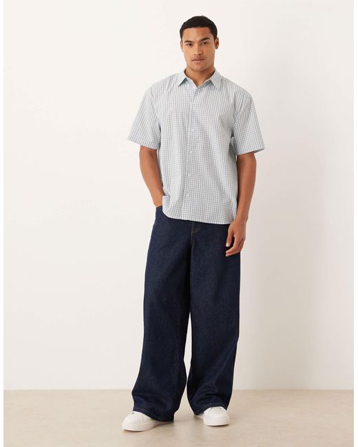 ASOS – kariertes relaxed-fit-hemd in Gray für Herren