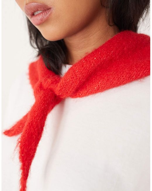 ASOS Red Knitted Small Triangle Scarf