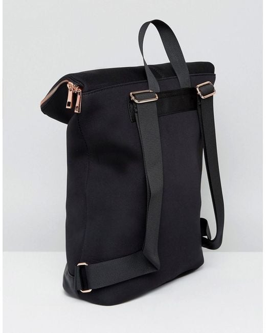 Asos Scuba Backpack With Rose Gold Zip in Black Lyst