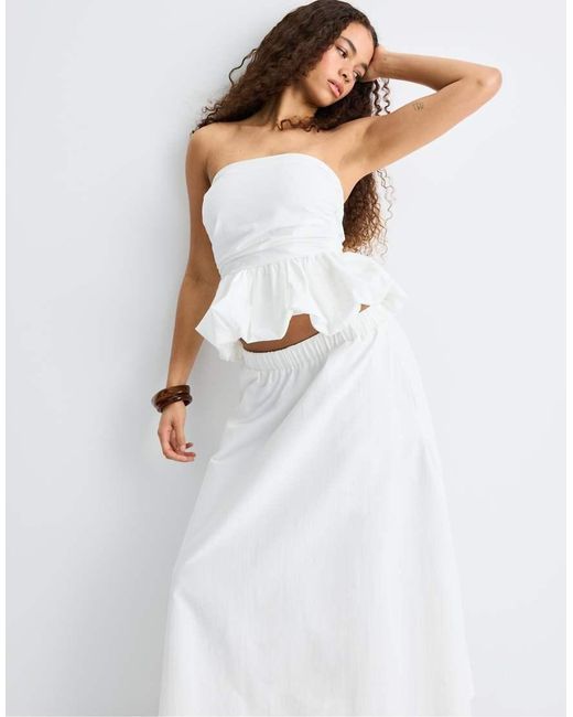 Stradivarius White Poplin Layered Skirt