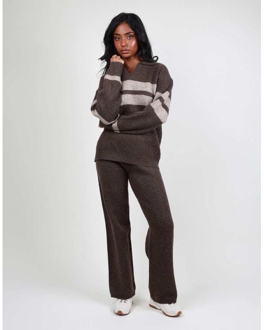 SIMMI Brown Soft Flared Knit Trouser