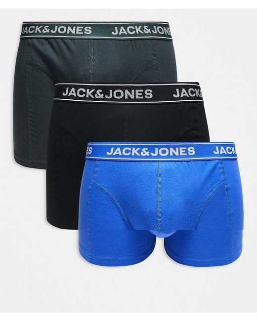 Jack & Jones Blue 3 Pack Trunks for men