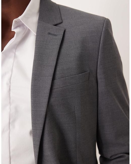 ASOS Gray Washable Wool-blend Slim Suit Jacket for men