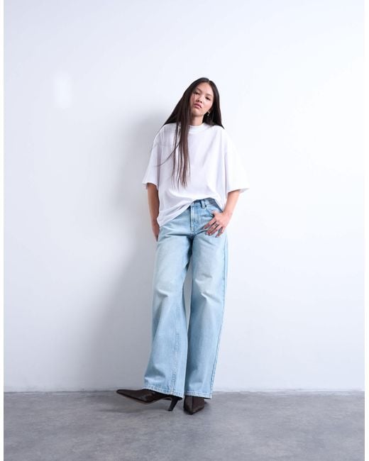 TOPSHOP White Oversized Drop Shoulder Tee