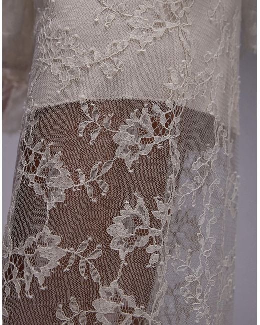 & Other Stories Gray Sheer Lace Trousers With Scallop Hem And Fitted Hotpants