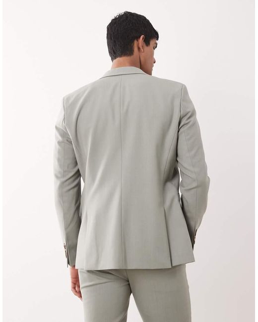SELECTED Gray Wool Blend Slim Fit Blazer for men