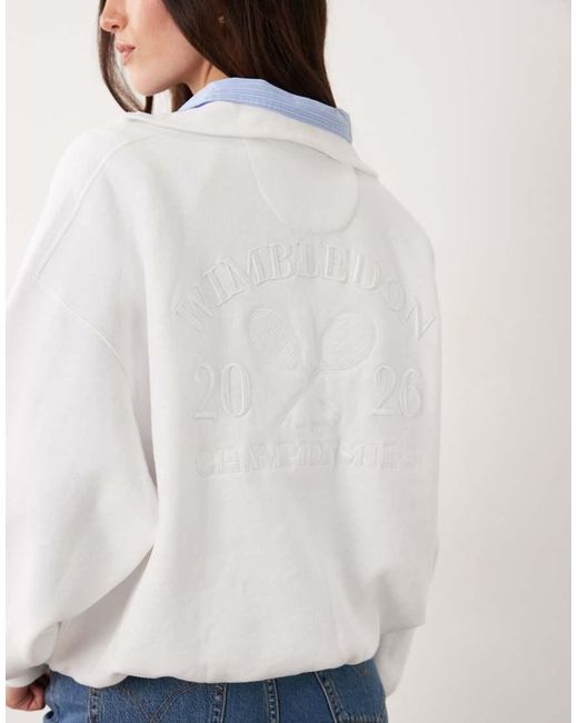 Polo Ralph Lauren White Wimbledon Capsule Relaxed Fit Back Racket Embroidery Sweatshirt