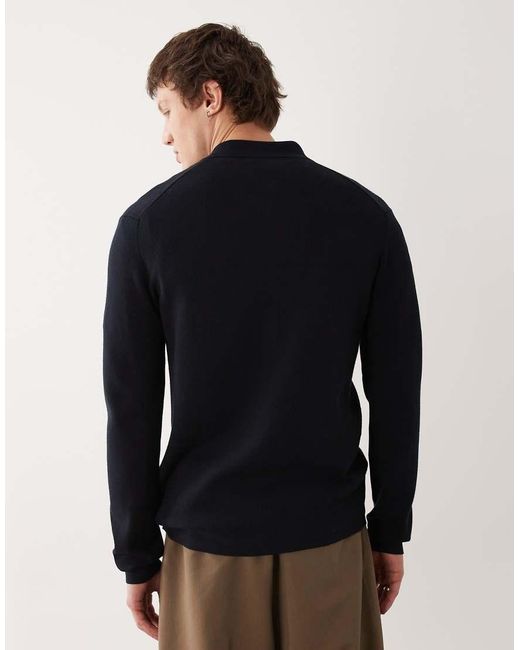 Mango Blue Knitted Long Sleeve Shirt for men